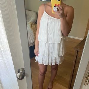 White, asymmetrical tiered dress from Lulu’s